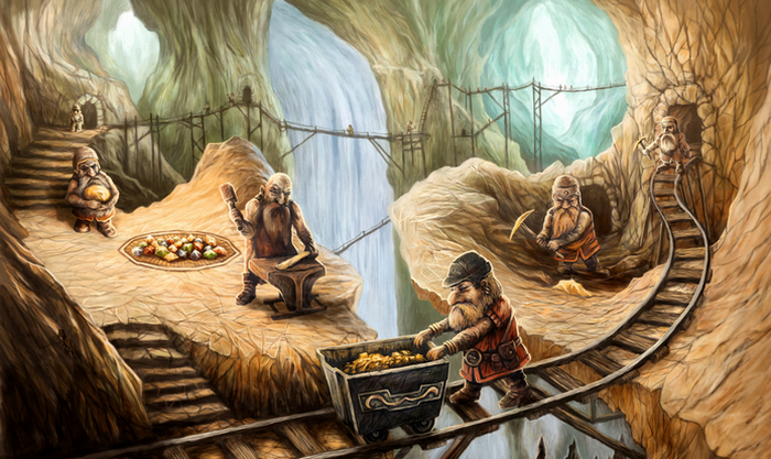 Гномы - это существа небольшого размера, проживающие в подземных пещерах и являющиеся хранителями сокровищ. / Фото:pikabu.ru