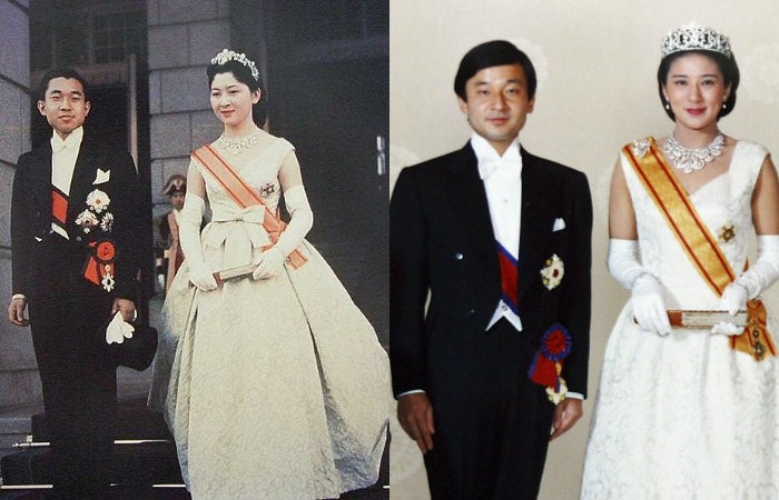 Свадебный образ будущих императриц, главным элементом которых была Бриллиантовая тиара с завитками. 