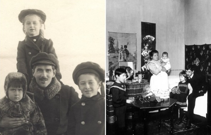 Корней Чуковский со своими детьми.
