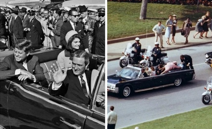 Кеннеди убили в тот момент, когда он ехал в президентском кортеже с женой Жаклин.