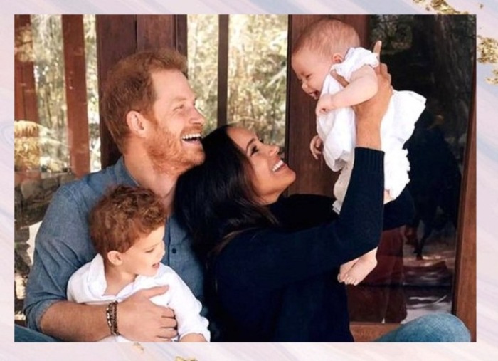 Меган Маркл и принц Гарри с детьми.