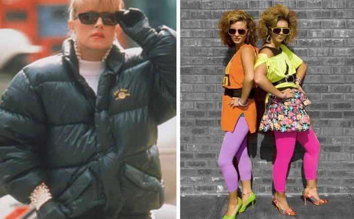 Кислотные лосины и  финская куртка дутик были очень модными у советских девушек в 80-90-е
