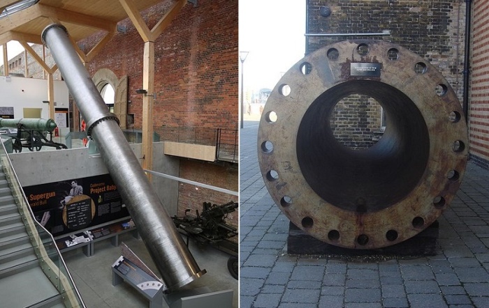 Элементы суперорудия Джеральда Булла теперь хранятся в британских музеях. 