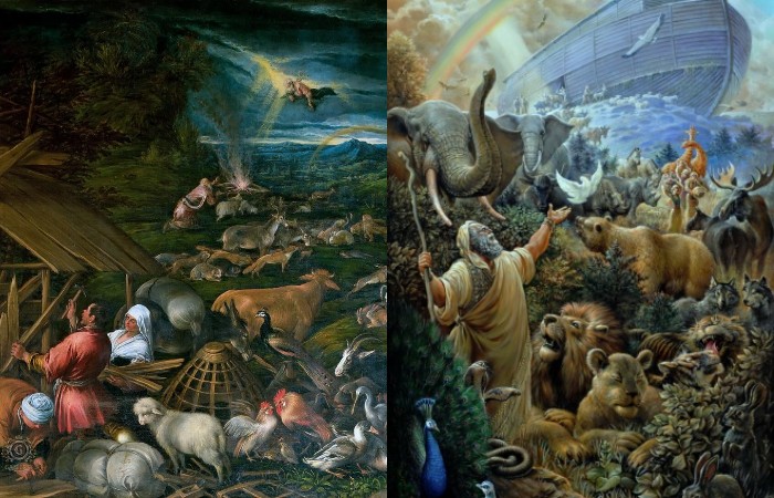 «Ной после выхода из ковчега» (1580-1592), Якопо Бассано / «Ной« (2008), А. Гершевич.