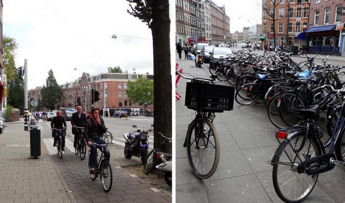 Амстердам считают город велосипедов и на них ездят 95% населения.