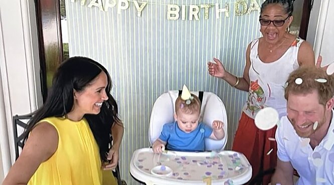 Меган Маркл, принц Арчи, Дория (мама Меган Маркл) и принц Гарри. / Фото: соцсети