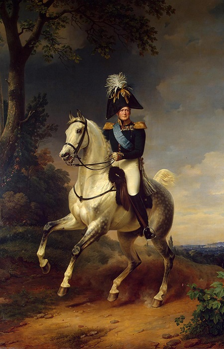 Александр I верхом на коне. Репродукция картины Франца Крюгера