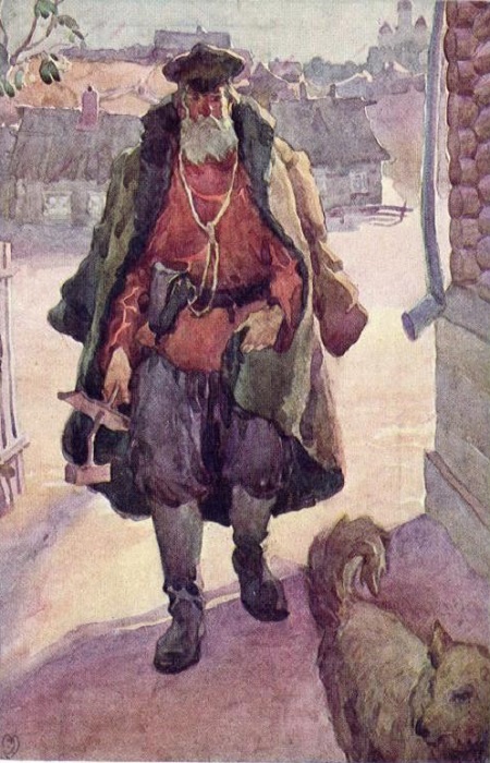 «Ночной сторож». Репродукция картины художника Malý. Колотушка сторожа.