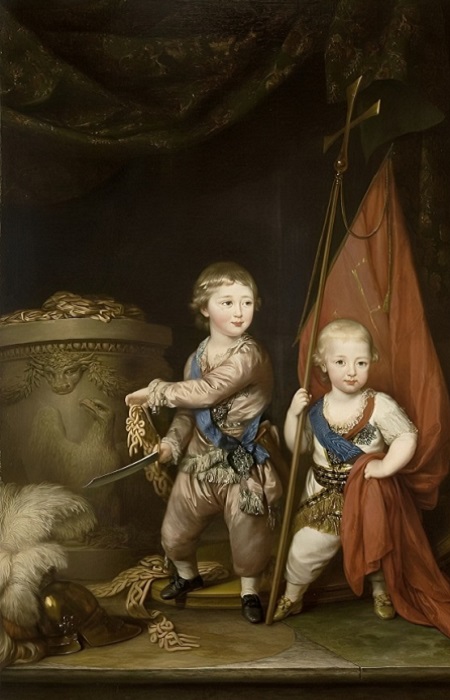 Великие князья Александр и Константин в детские годы. Репродукция картины Ричарда Бромптона