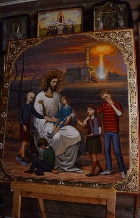 «Христос, благословляющий детей, пострадавших от радиации». «Христос, благословляющий детей, пострадавших от радиации».