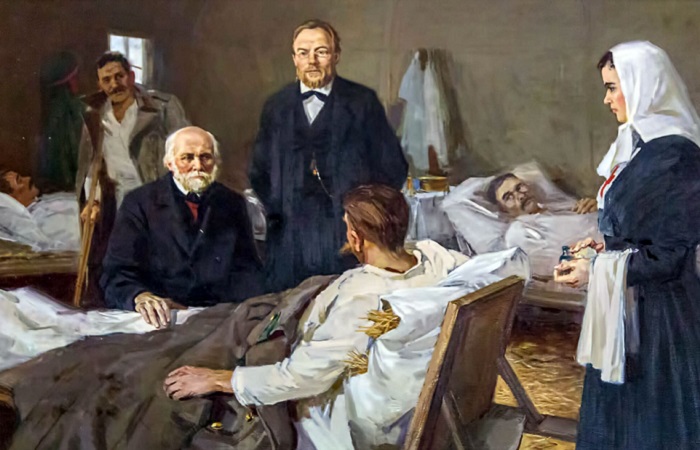 Н.И.Пирогов и С.П.Боткин в военно-временном госпитале