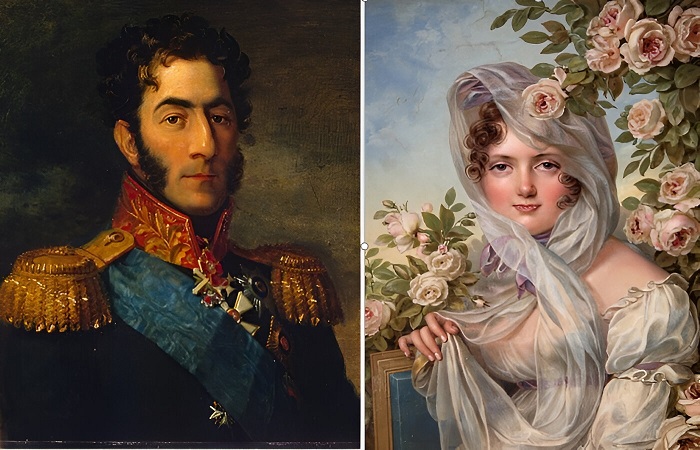 Супруги Багратион, Пётр и Екатерина, репродукция портретов Джордж Доу и Карл Людвиг Хуммель де Бурдон 