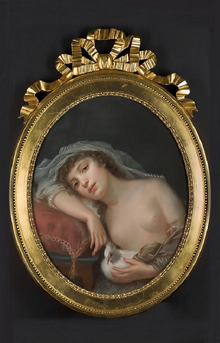 Девушка с голубем, репродукция картины А. Раецкой