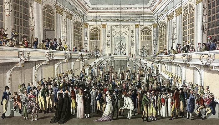Бал-маскарад в Большом зале Редутов Венского дворца Хофбург, репродукция картины Джозефа Шютца 