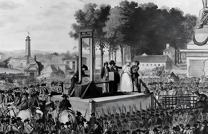 Так проходила смертная казнь всех врагов революции. Иллюстрация из книги, гравюра И.С.Хелмана