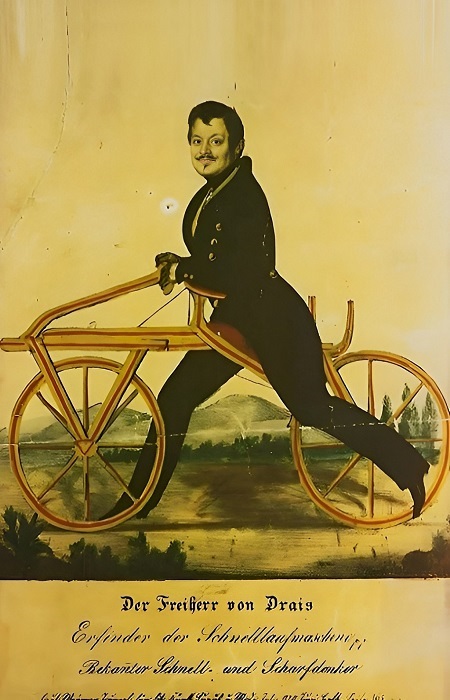 Барон Драйз фон Зауерброн на своем самокате. Иллюстрация с рекламного буклета