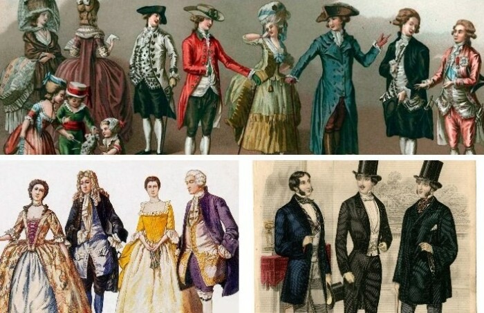 Одежда и макияж аристократов в Англии и Франции в XVIII-XIX веках.
