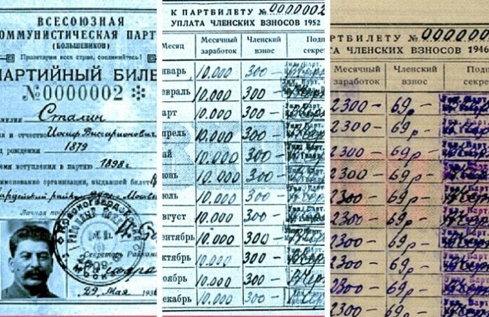 Оклад Сталина и вносимые партийные взносы за 1946 и 1952 годы.