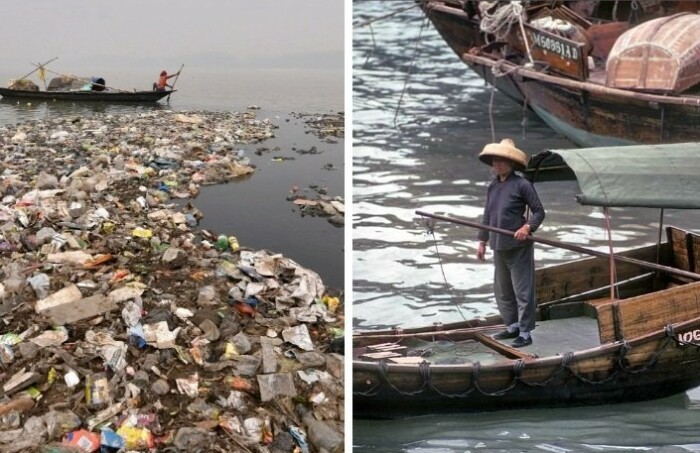 Большое количество мусора сильно загрязняет морское побережье.