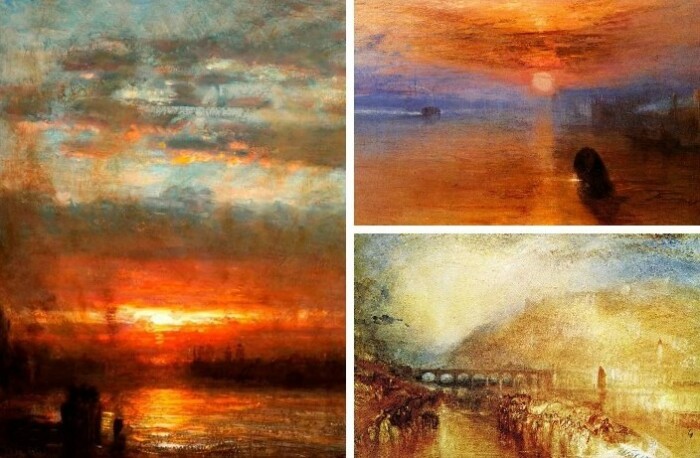 Красные закаты в картинах У. Тернера.