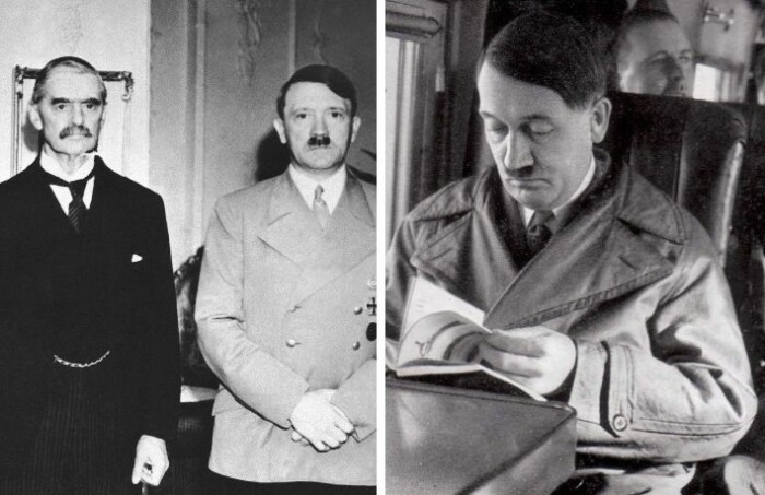 Невилл Чемберлен и Адольф Гитлер.