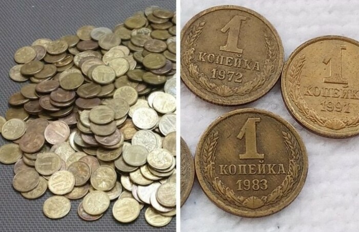Монета номиналом 1 копейка перестала цениться людьми после инфляции.