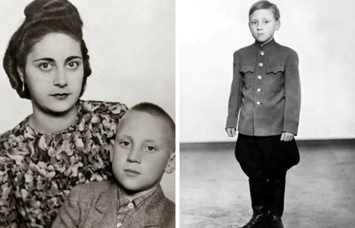 Владимир Высоцкий с мамой Женей и в костюме военного, подаренным заботливой мачехой