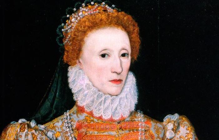 Портрет Елизаветы I с яркой губной помадой. 
