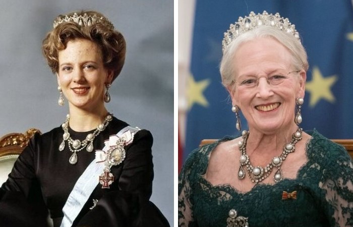 Королева Дании Маргрете II в начале и в конце своего правления