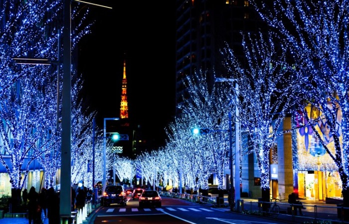 Рождественские улицы в Японии. / Фото: lightboat.lightworks.co.jp