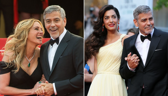 Джордж Клуни с Джулией Робертс и со своей женой Амаль.