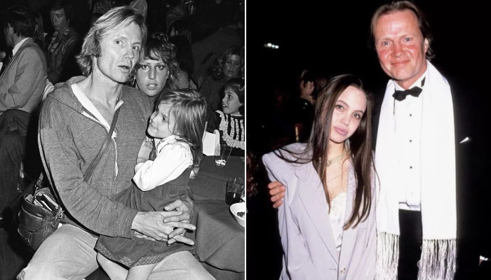 Анджелина Джоли в детстве на светских мероприятиях со своим отцом.