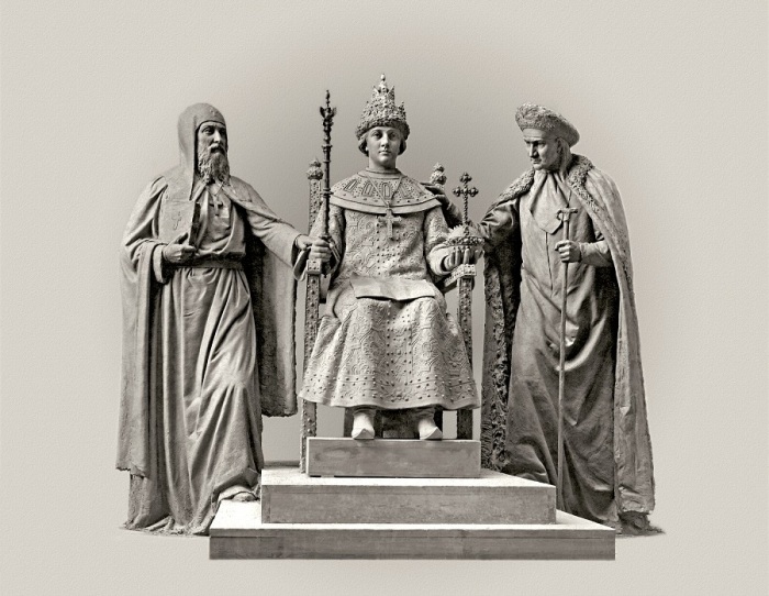 Скульптура патриарха Филарета, царя Михаила и его матери Марфы. / Фото: www.nashural.ru