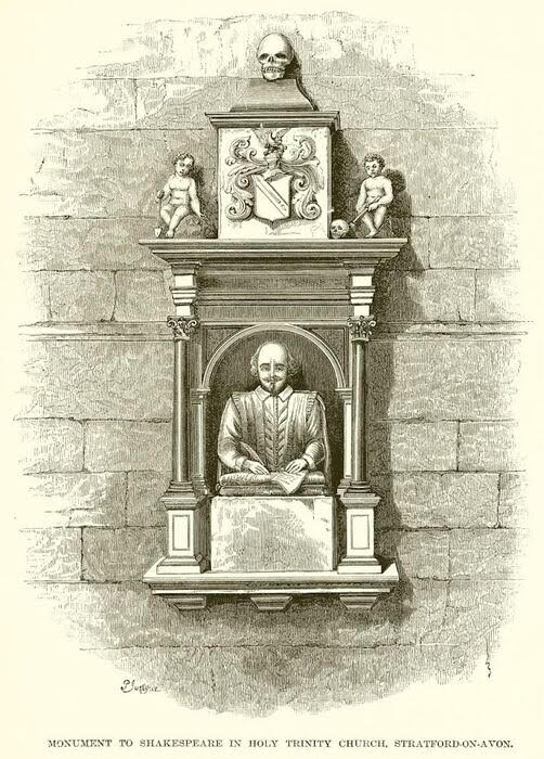 Гравюра с изображением надгробия Уилла Шакспера
