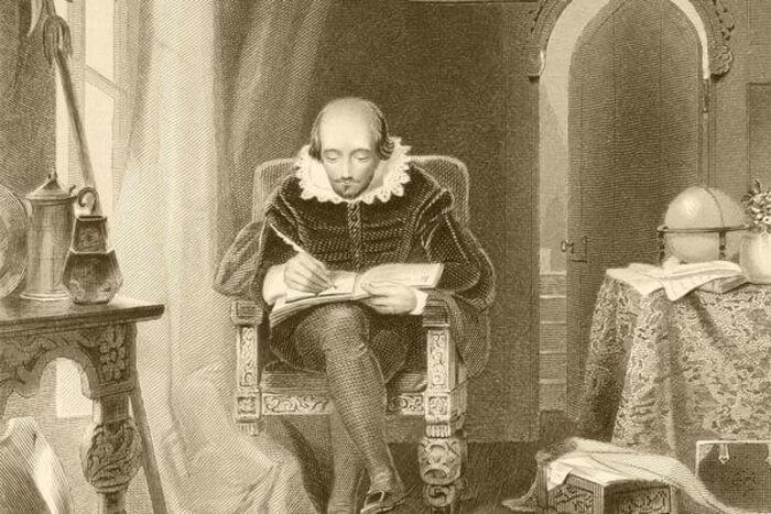 Шекспир в Лондоне, гравюра, XIX век