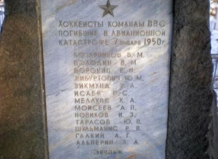 Памятник на могиле хоккеистов в Кольцове