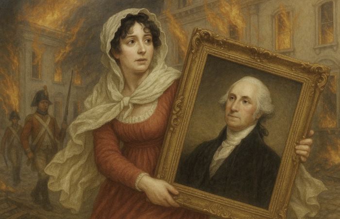 Долли спасает портрет Джорджа Вашингтона / Фото: kulturologia.ru