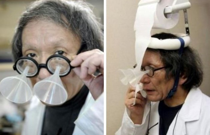 Кэндзи Каваками со своими изобретениями Кэндзи Каваками со своими изобретениями