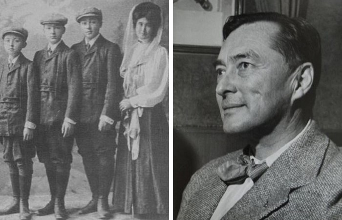 Мицуко Аояма с сыновьями и ее сын Рихард