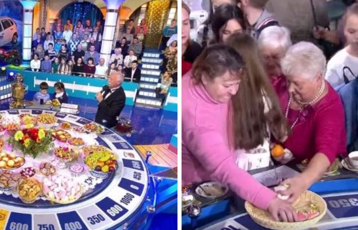 После передачи еду раздают гостям студии После передачи еду раздают гостям студии