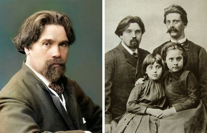 Василий Суриков, его брат и дочери