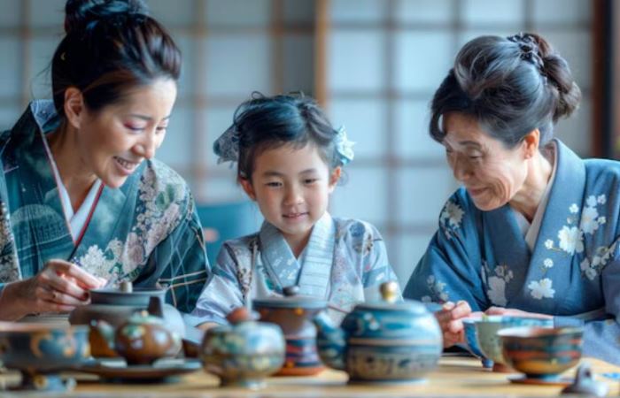 Японскую девочку с детства учат вести хозяйство, готовить и заботиться о старших членах семьи