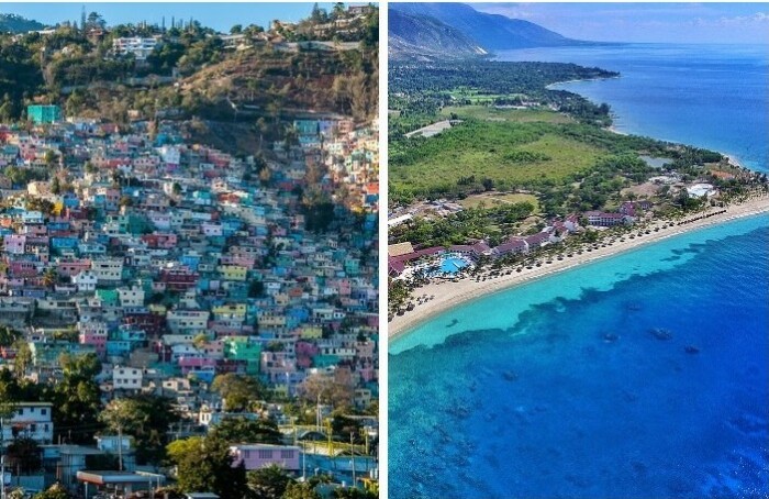 Гаити с лазурным берегом с одной стороны и с трущобами Порто Пренса - с другой. Гаити с лазурным берегом с одной стороны и с трущобами Порто Пренса - с другой.