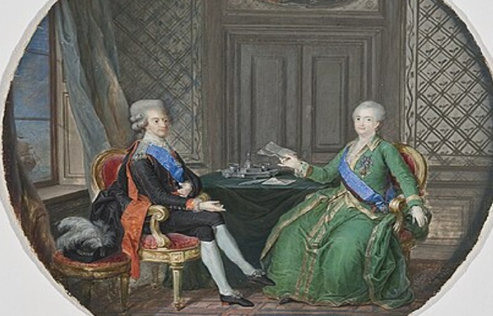 Екатерина 2 на встрече с Густавом 3. Екатерина 2 на встрече с Густавом 3.