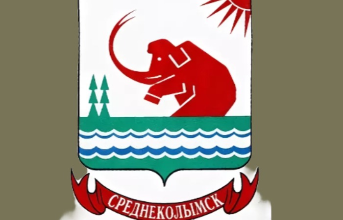 Герб с мамонтом в Среднеколымске.