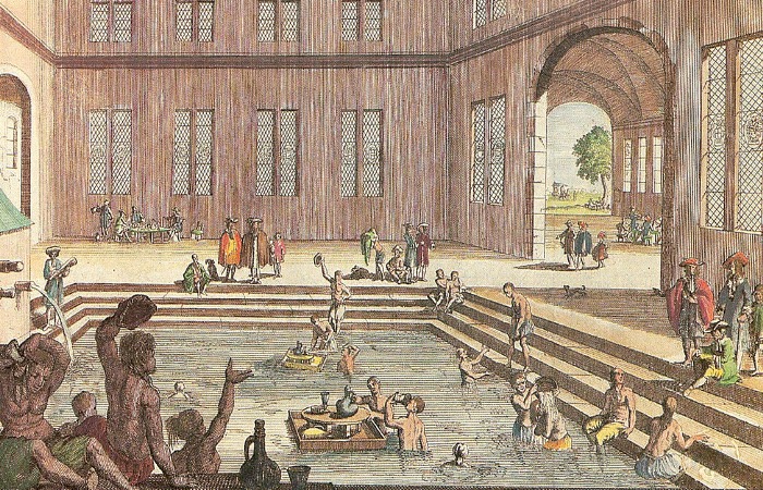 Купание в открытых водоемах - удел нищих, аристократы купались в бассейнах. / Фото: en.wikipedia.org
