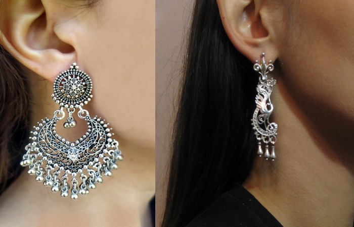 Серьги с подвесками и стерхами.