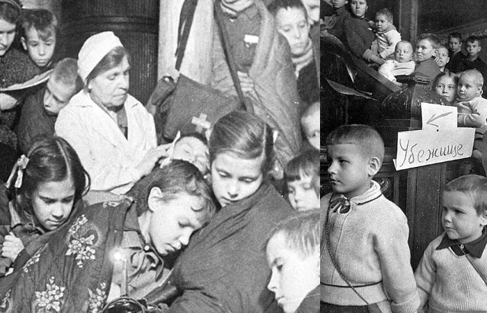 Дети спускались в убежище при авианалетах.