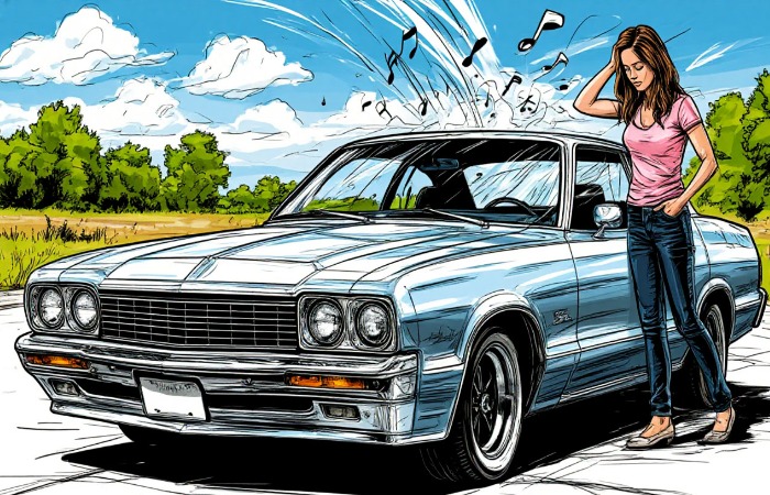 Громкая музыка из машины.