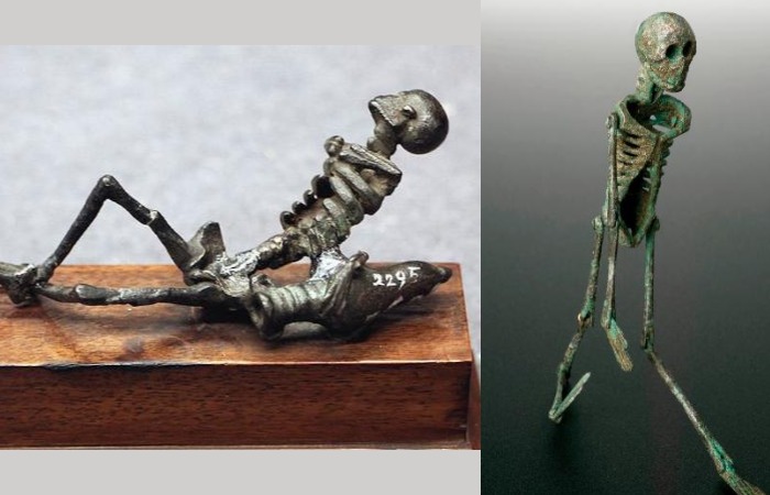 Банкетный скелет в миниатюре из бронзы. 